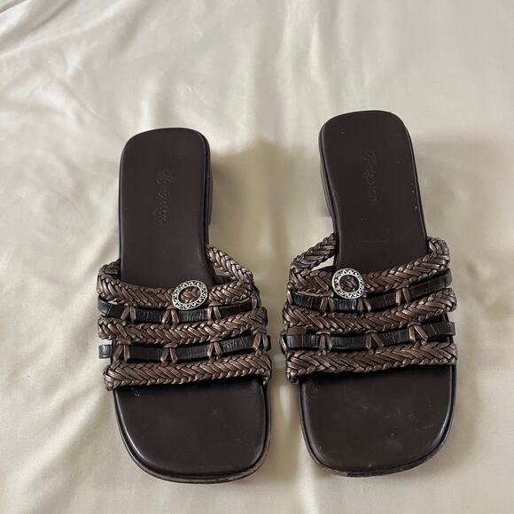 Y2K 2000s Brown Slip On Woven Sandal Sz 7 Boho Forest Fairy Grunge - Picture 2 of 6